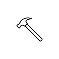 Hammer icon. Simple outline style. Hummer, metal, tool, hit, carpentry, construct, hardware, handyman, development concept. Thin line symbol. Vector isolated on white background. EPS.