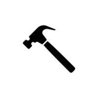 Hammer icon. Simple solid style. Hummer, metal, tool, hit, carpentry, construct, hardware, handyman, development concept. Black silhouette, glyph symbol. Vector isolated on white background. EPS.