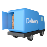 Delivery van ready to sent clipart flat design icon isolated on transparent background, 3D render logistic and delivery concept 2 png