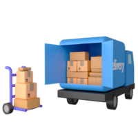 Delivery van is loading parcel box clipart flat design icon isolated on transparent background, 3D render logistic and delivery concept 2 png