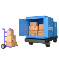 livraison van est chargement parcelle boîte clipart plat conception icône isolé sur transparent arrière-plan, 3d rendre la logistique et livraison concept 2 png