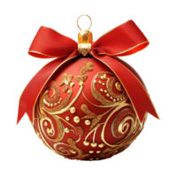 Red Christmas ball isolated on Transparent Background Generative AI png