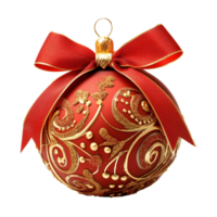 Red Christmas ball isolated on Transparent Background Generative AI png