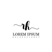 RK Initial Handwriting Template Design vector