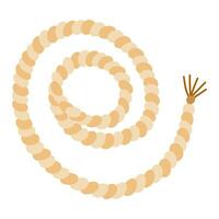 Cute hand drawn rope in cartoon style. Simple doodle of circle string or thread border. Round nautical twisted jute. Vector jute or hemp twisted cord isolated on white background.