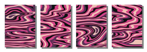 Abstract psychedelic groovy set background. vector