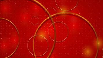 Abstract bright red luxury motion background with golden rings video