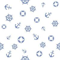 Seamless marine pattern on a white background. Blue background on a marine theme vector