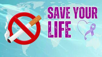 salvar tu vida, mundo pulmón cáncer día movimiento gráfico introducción outro animación video, animado para el introducción outro vídeo modelo. video
