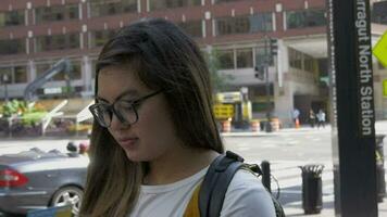 Woman Walks to Work in City Green Commute video