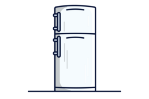 Modern Line Style Fridge illustration. Household technology object icon concept. House fridge freezer refrigerator illustration. png