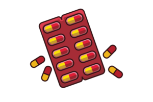 Kapsel Tabletten Streifen Illustration. Gesundheitswesen Medizin Symbol Konzept. Medikamente Tabletten Verpackung Tablets Design. png