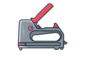 vistoso grapa pistola ilustración. construcción trabajando elemento icono concepto. engrapadora pistola para construir y reparar, engrapadora firmar diseño. png