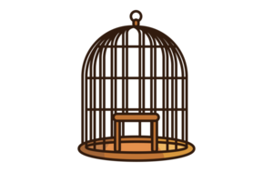 Birdcage with Open Door illustration. Animal nature object icon concept. png