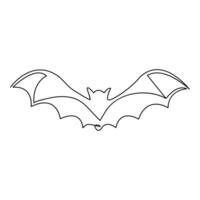 Continuous one line  bat drawing vector art illustration