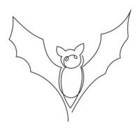 Continuous one line  bat drawing vector art illustration