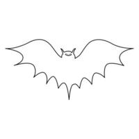 Continuous one line  bat drawing vector art illustration