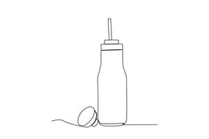 A drink bottle with a straw vector