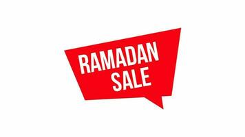 Ramadan Sale text animation on a red speech bubble. Suitable for marketing, promotion, advertising and business video