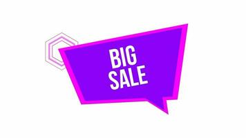 Big sale text animation on the speech bubble with a purple tone colors. Suitable for promotion, announcement, marketing, advertising video