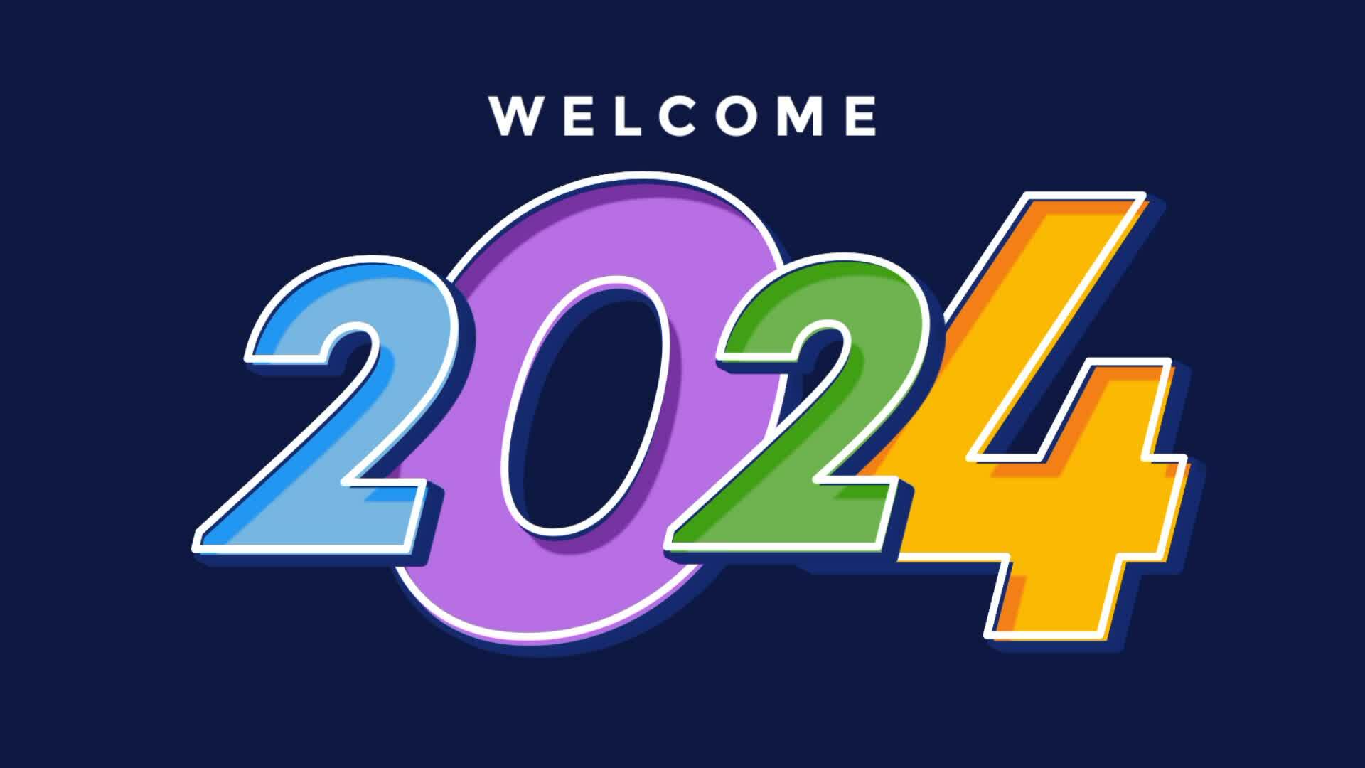 2024 video. Banner, flyer, greeting card and media post. 2d
