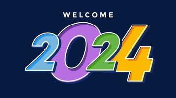 Welcome 2024 video. Banner, flyer, greeting card and media post. 2d animation. video
