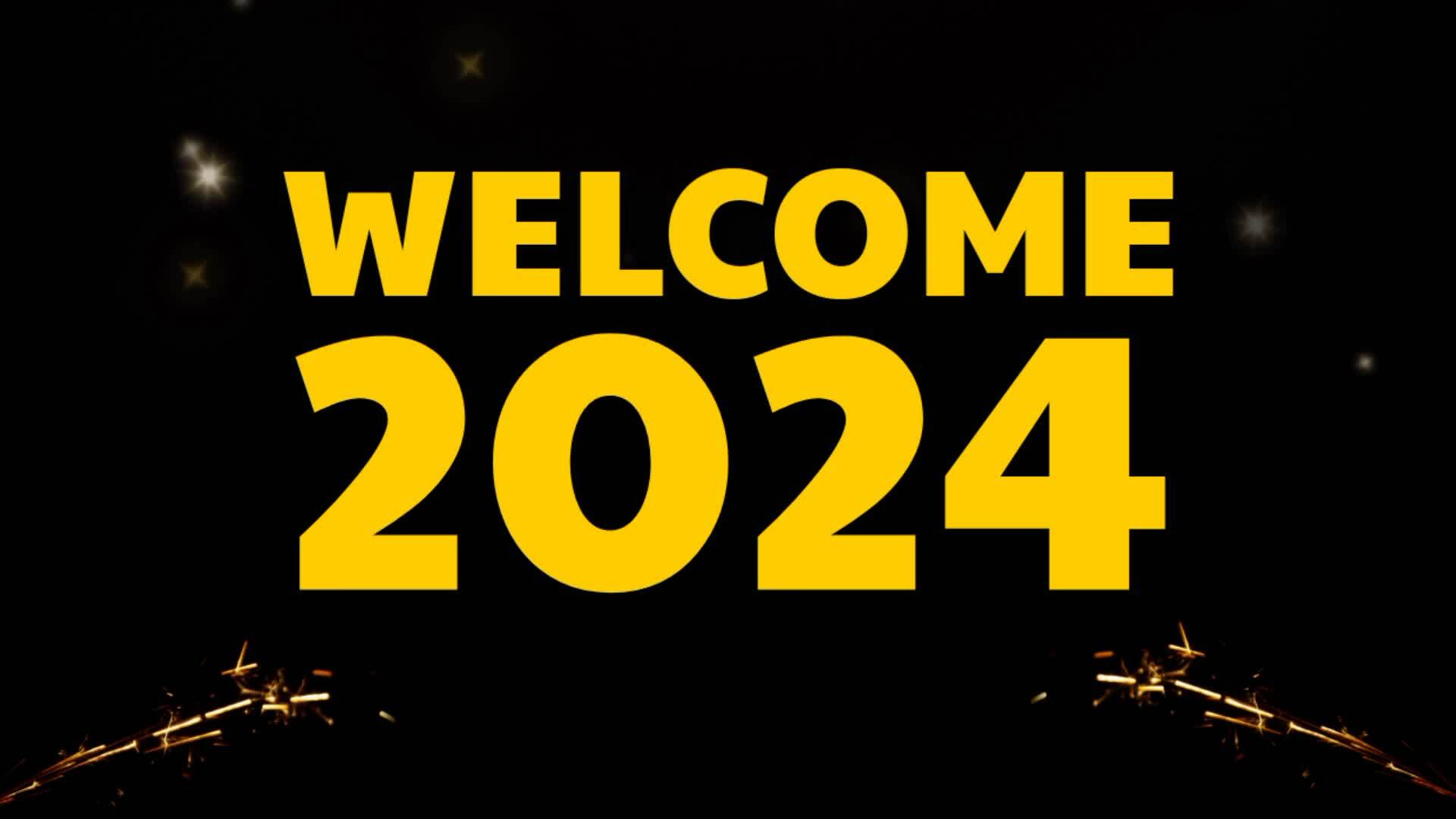 2024. Number 2024 on a dark night background with a flashlight
