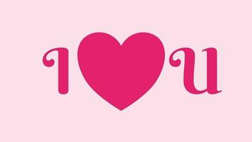 I Love You text animation isolated on pink background with heart symbol. Looping. Love Quote 2d Animation. video