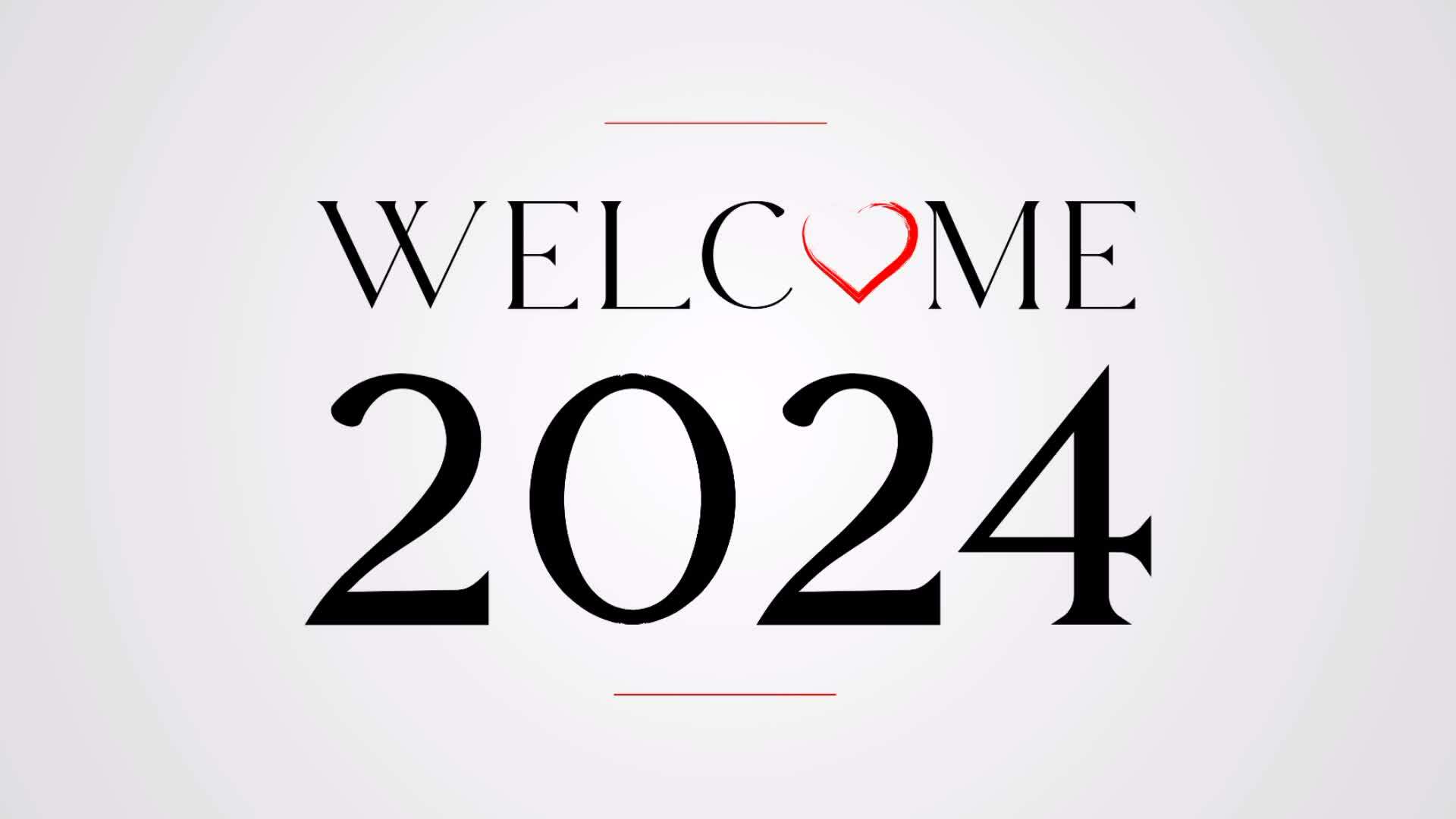 Video with text 2024. 2024 with heart symbol. 28594478