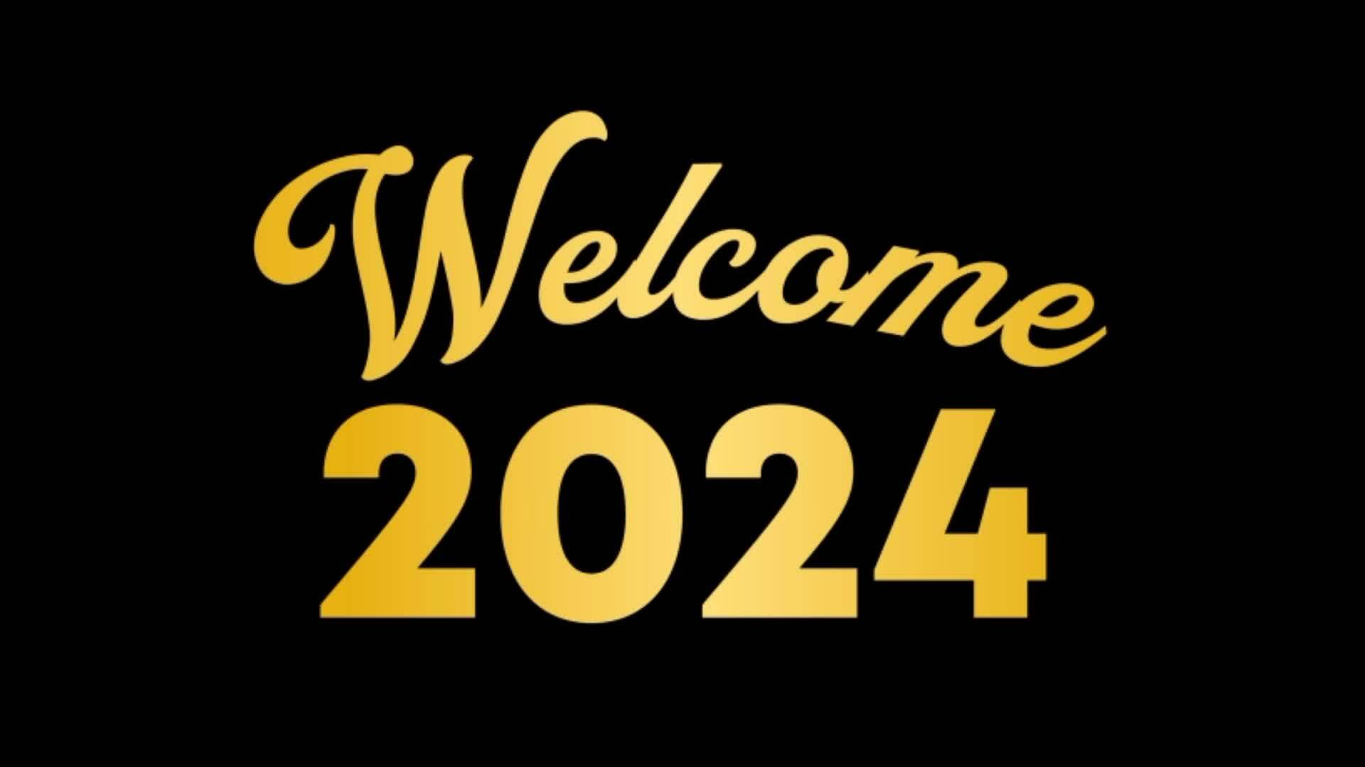 2024. Number 2024 on dark night background with sparkling