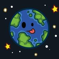 Colorful Cute Cartoon Stars and Planets vector