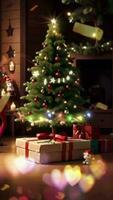 Ai generative, Christmas tree with gift, vertical video animation