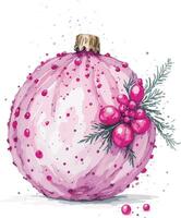 Watercolor Pink Christmas Clipart vector