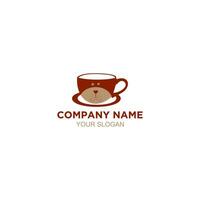 Coffe Cup Dog Logo Design Vector