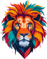 Colorful Lion Logo PNG Free AI Generative