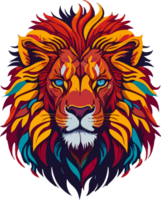 coloré Lion logo agrafe art avec ai génératif png