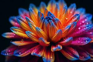 A colorful flower with a center that says'rainbow'on it photo