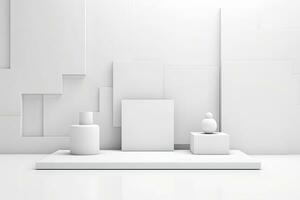 Display Mockup Podium of A white marble arch with a stone arch in the center photo