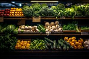 Vegetables on display in a grocery store photo