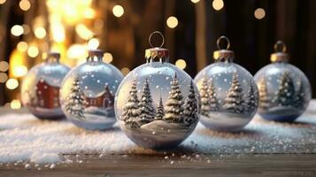 elegante Navidad pelotas y adornos a adornar tu fiesta decoración, ai generado foto