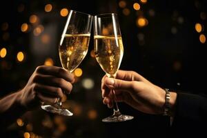 Friends celebrating New Year together photo