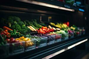 Vegetables on display in a grocery store photo