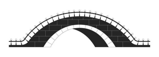 Contemporary brick bridge flat monochrome isolated vector object. Vintage traditional arch. Editable black and white line art drawing. Simple outline spot illustration for web graphic design