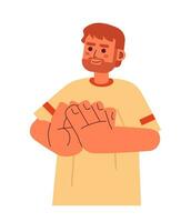Bearded european man clapping semi flat color vector character. Positive emotions. Editable half body person on white. Simple cartoon spot illustration for web graphic design