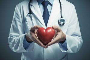 A medical doctor holding a heart shaped objec photo