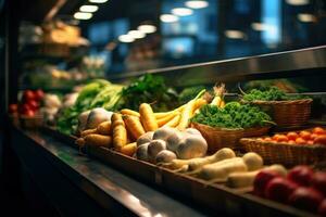 Vegetables on display in a grocery store photo