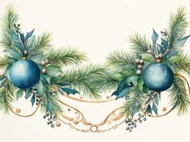 Watercolor Christmas decoration photo