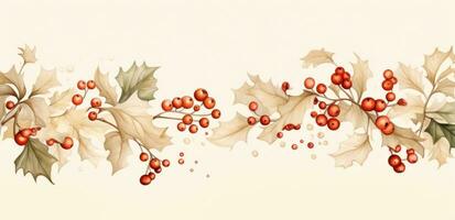 Christmas background with hollly leaves photo