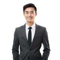 chino sonriente empresario aislado foto