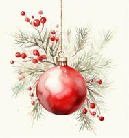 Christmas illustration with red ball photo